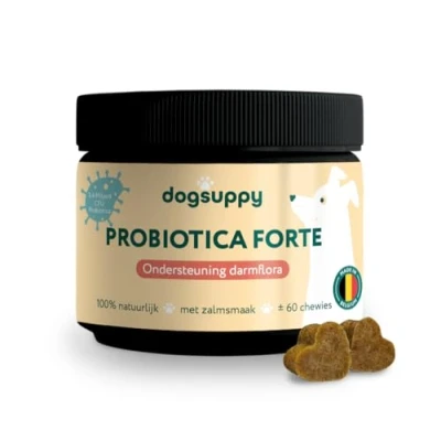 Afbeelding van Probiotica Forte Zalmsmaak Ondersteunt Darmflora &amp; Spijsvertering 100% Natuurlijk Glutenvrij Graanvrij Hondensupplement 60 snoepjes