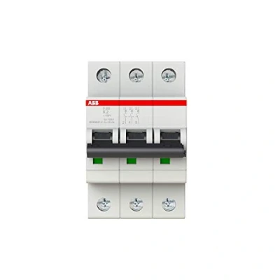 Afbeelding van Abb s203 installatieautomaat 3p k karakteristiek 2a iec en 60898 1 6 ka iec60947 2 10 3 modulen breedte 52 5mm 2cds253001r0277