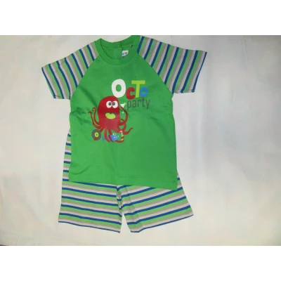 Afbeelding van Wiplala Jen &amp; James Zomer pyjama Jongen Groen Octoparty 5 jaar 110