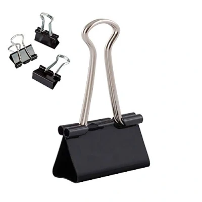 Afbeelding van D.RECT Metalen Foldback Clips Verpakking 12 stuks 32mm Multifunctionele Clips, Binder voor: Notities, Briefpapier Paperclips Groot, Zwart