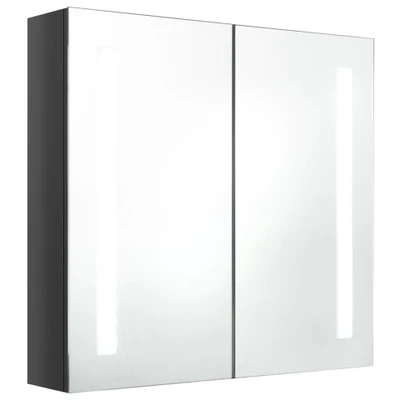 Afbeelding van vidaXL Badkamerkast met spiegel en LED 62x14x60 cm glanzend grijs