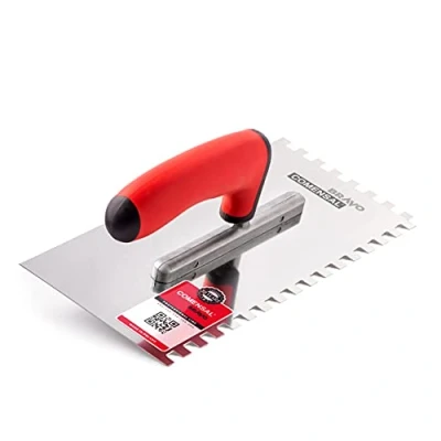 Afbeelding van COMENSAL® Tandtroffel 8 mm professionele roestvrijstalen stijltroffel tandspatel voor het leggen van tegels ergonomische handgreep Made in EU 270 x 130