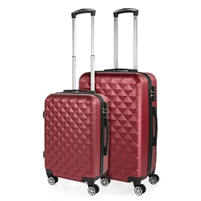 Afbeelding van ITACA TSA 771700 Game kofferset met 4 wielen, maat L, medium koffer en cabinkoffer, reiskoffers, robuust lichtgewicht ABS slot, Granaat, 55 cm + 67 77 cm, Klassiek