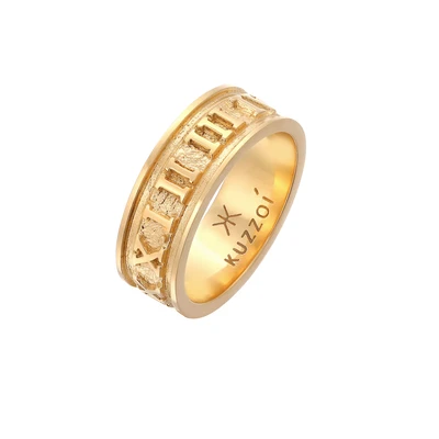 Afbeelding van Kuzzoi Roman Numerals Ring goldcoloured, Heren, Maat: 62, Gold coloured