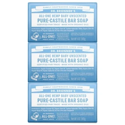 Afbeelding van DR. Bronners Bar Baby Mild Unscented 5 oz. Zeep (3 Pack) van BRONNER&#039;S