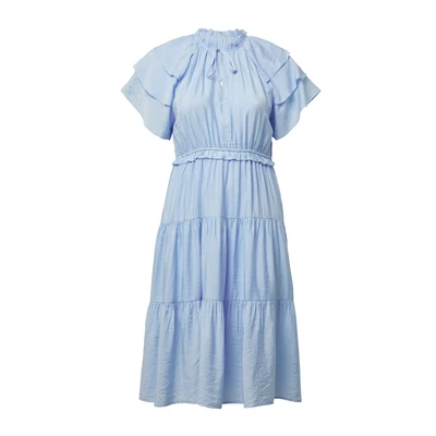 Afbeelding van QS MIDI MIT Volantdetails Jurk, Dames, Maat: 32, Hellblau