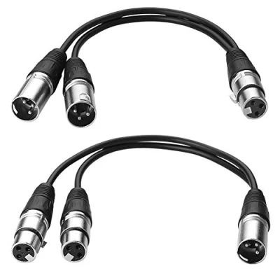 Afbeelding van SIENOC Microfoonstekker kabel 3 pins XLR naar Dual 2 stekkers Y splitter kabeladapter (combinaties (2 stuks), zilver)