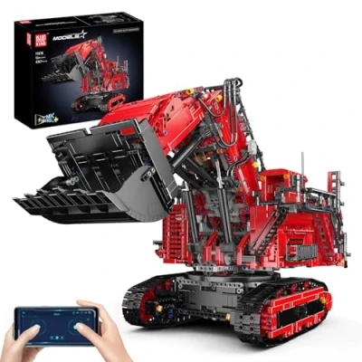 Afbeelding van Mould King 17071 Graafmachine Kraan voor LTM 11200 Crawler met 6 Motoren, Technologie Afstandsbediening Model App, Mobiele Truck Klemblokken Kit (Rode Versie)