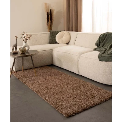 Afbeelding van Hoogpolig Vloerkleed Shaggy Trend Effen Mokka 80x250 Cm