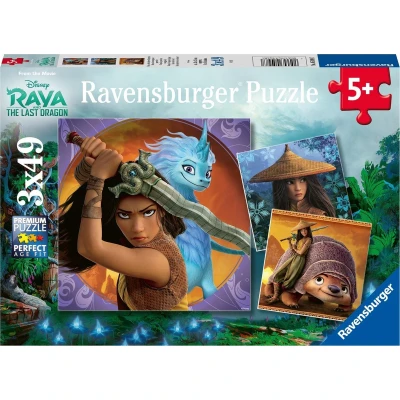 Afbeelding van Ravensburger puzzel Disney Raya, de dappere krijger 3x49 stukjes kinderpuzzel