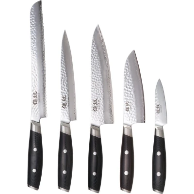 Afbeelding van Yaxell Tsuchimon Messenset 5 delig 3 Lagen Damaststaal VG10 Staal Canvas Micarta Heft