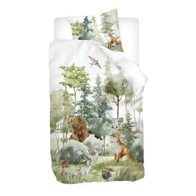 Afbeelding van Snoozing Denne dekbedovertrek 1 persoons (140x200/220 cm + sloop) Groen