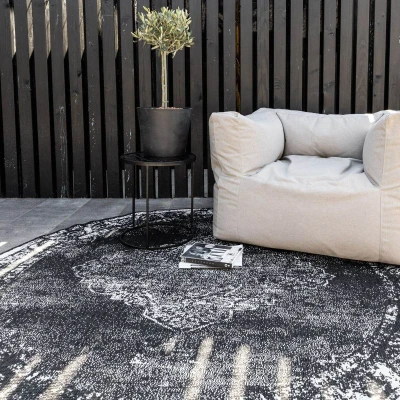 Afbeelding van Eva Interior Buitenkleed Rond Sage Zwart dubbelzijdig 200cm