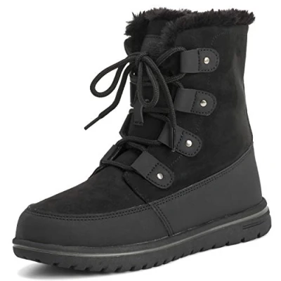 Afbeelding van Gewatteerde korte sneeuw winterjas dames namaakbont warme duurzame waterdichte laarzen 7 BLK40 AYC0520