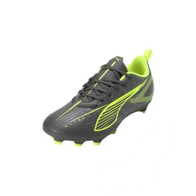 Afbeelding van PUMA Ultra 5 Play FG JR voetbalschoen, mat verouderd zilver geel alarm zilver, 4.5 UK, Matte Aged Silver Yellow Alert Silver, UK