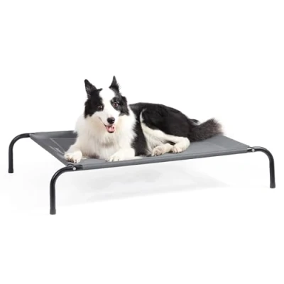 Afbeelding van Bedsure verhoogd hondenbed medium waterdicht met gaas, outdoor voor reizen en tuin, grijs, 105 x 80 20 cm