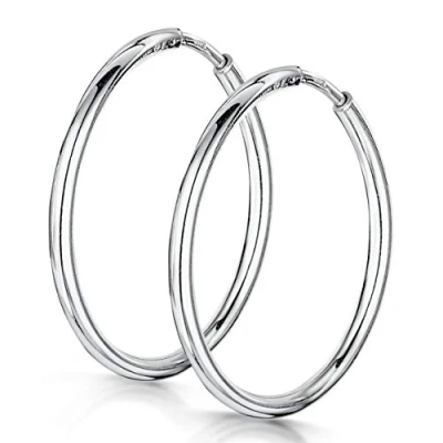 Afbeelding van Amberta Sieraden Echt 925 Sterling Zilver Oorringen Geslepen Scharnierende Hoepel Oorbellen voor Vrouwen Diameter: 2cm