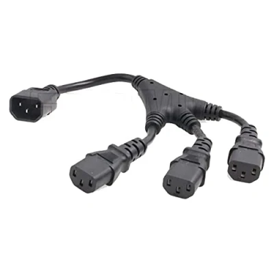 Afbeelding van SZRMCC UPS PDU Server Y Splitter Voedingskabel IEC320 C14 naar 3 x C13 10A 250V Verlengkabel (3xc13 30cm)