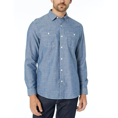 Afbeelding van Amazon Essentials Heren Regular fit Chambray shirt met lange mouwen,Gespoeld,XL XXL