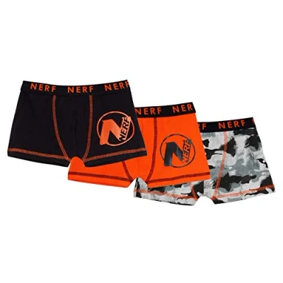 Afbeelding van Nerf Officiële boxershort voor jongens, multipack trunks kinderen, camouflageondergoed, slips, boxers, trunks, verpakking van 3 stuks, Meerkleurig, 9 10 jaar