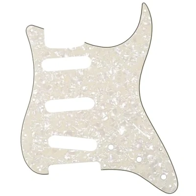 Afbeelding van Musiclily SSS 11 Schroefgaten Strat Gitaar Slagplaat voor Fender USA/Mexican Standard Stratocaster Moderne Stijl, 4 laags Parchment Pearl