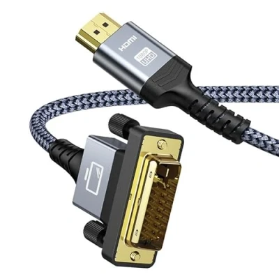 Afbeelding van SNOWKIDS HDMI naar DVI adapterkabel 1,8 m, (nieuwste standaard) met 1080p high speed Full HD 24+1 bidirectionele converter ondersteunt 3D, D