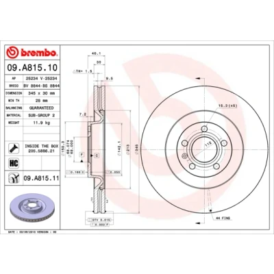 Afbeelding van Brembo Remschijf 09.A815.11