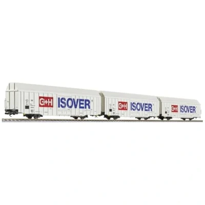 Afbeelding van Liliput L230159 H0 3 delige set goederenwagons Hbbks, G+H ISOVER van de DB AG