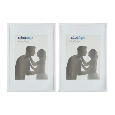 Afbeelding van Relaxdays fotolijst 20x30, set van 2 stuks, passe partout 15x20 cm, op tafel of aan muur, kleine wissellijst, wit