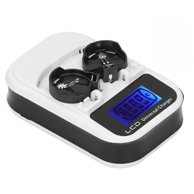 Afbeelding van Knoopbatterijlader 100 240 V met LCD display voor oplaadbare knoopbatterijen LIR2016 LIR2025 LIR2032 ML2016 ML2025 ML2032, oplader lithiumcelbatterijen
