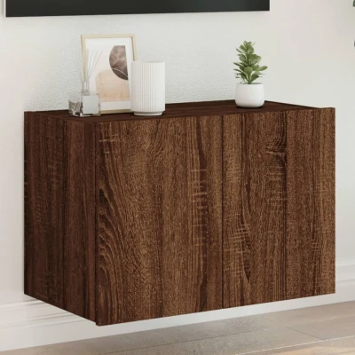 Afbeelding van Tv wandmeubel met LED verlichting 60x35x41 cm bruineikenkleurig