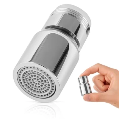 Afbeelding van ECENCE Waterkraan opzetstuk in Chroom Straalregelaar 360 draaibare kraanbeluchter M24 Kraansproeier aanzetstuk voor keuken e badkamerkranen