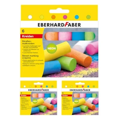 Afbeelding van Eberhard Faber 599026 Colori straatkrijt, 18 krijtjes in 6 felle neonkleuren