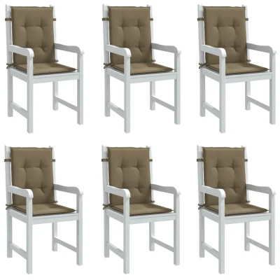 Afbeelding van Stoelkussens 6 st lage rug 100x50x4 cm stof gemêleerd taupe