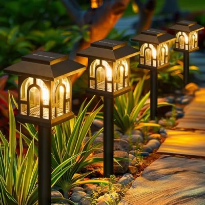 Afbeelding van NEEMO 8 stuks zonnelampen voor buiten, tuin, vintage zonnelamp met warm wit licht, IP65 waterdicht, gazon, terras, binnenplaats, geschenken