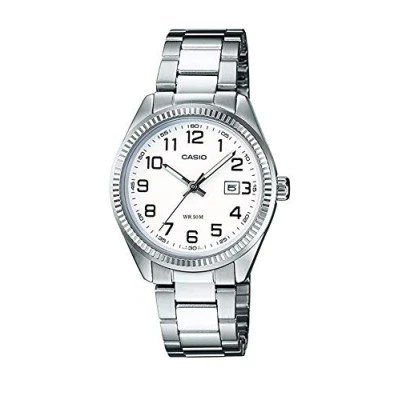 Afbeelding van Casio Dames analoog kwarts met roestvrij stalen horloge, Wit/Zilver, Modieus