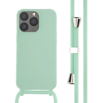 Afbeelding van Apple iPhone 13 Pro Hoesje Siliconen en TPU (zacht) iMoshion Softcase/Koordhoesje/Backcover Mintgroen Telefoonhoesje