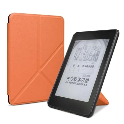 Afbeelding van Opvouwbare standaardhoes voor 7 inch Kindle Paperwhite 12e generatie 2024 en Colorsoft Signature Edition, slanke lichte PU lederen hoes met automatisch waken/slapen meerdere kijkhoeken