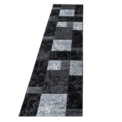 Afbeelding van Moderne Loper Tetris Zwart 1330 80x300cm Adana Carpets