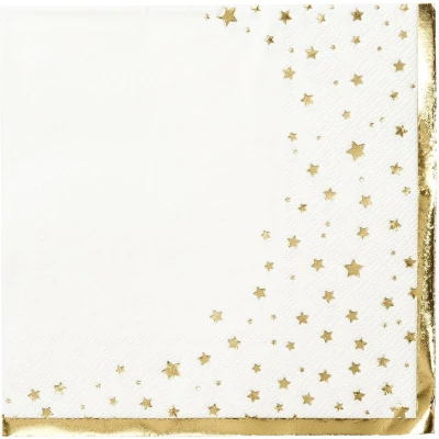Afbeelding van Kerstservetten met gouden sterren Talking Tables