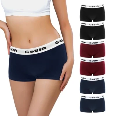 Afbeelding van Libella Set van 6 hipsters boxershorts voor dames, katoen, onderbroeken, zacht, stuks, 2zzwart/2x donkergroen/2x magenta, L