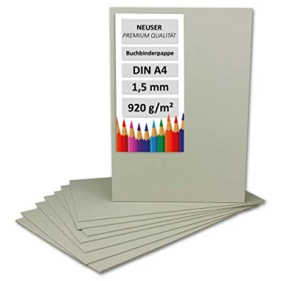 Afbeelding van NEUSER PAPIER 10 x boekbinderskarton, DIN A4, dikte 1,5 mm (0,15 cm), gewicht: 920 g/m², formaat: 29,7 21 cm, kleur: grijs bruin