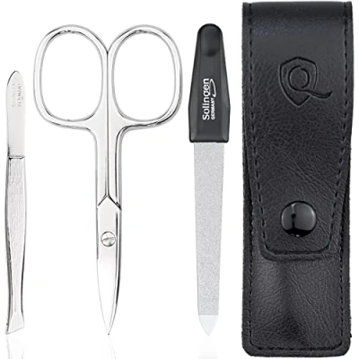 Afbeelding van marQus Manicureset 3 delig inclusief schaartje, nagelvijl en pincet met koffer perfect voor hem of haar thuis op reis