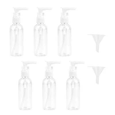 Afbeelding van JOYISEN 6 stuks reisflessen 100 ml plastic reispomp flesdispenser voor toiletartikelen kleine lege pompflessen met 2 trechters