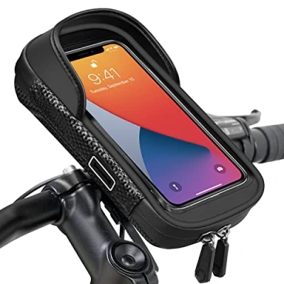 Afbeelding van Vitalismo Fiets Telefoonhouder Waterdicht Fietsstuurtas Fietshouder Smartphone Touchscreen Fietstelefoonhouder Stuurtas Fietstas Stuur 360 Rotatie Regenhoes Opslagruimte voor Telefoon tot 7 inch
