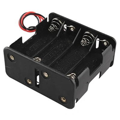 Afbeelding van HALJIA 12 V 8 x AA batterij clip slot houder Stack Box Case Double Deck/achterkant aan achterkant 15,2 cm geleiding draad