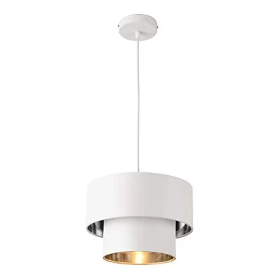 Afbeelding van Design hanglamp Lopar 149 cm metaal en stof E27 Ø30 wit