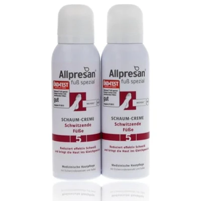 Afbeelding van Allpresan Fu spezial Nr. 5 Schuimcrème tegen zweetvoeten, voetcrème voor dagelijkse verzorging van sterk zwetende voeten, 2 x 125 ml