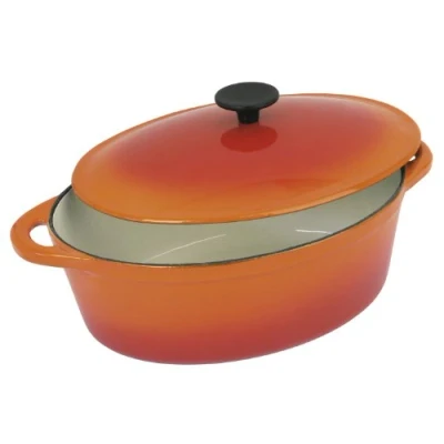 Afbeelding van CREALYS GRAND CHEF Ovale braadpan in geëmailleerd gietijzer L 37cm 9L Oranje Alle warmtebronnen inclusief inductie