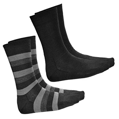 Afbeelding van VITSOCKS 80% Merino Wol Sokken Heren Warm Dun Zacht Ademend (2 PAAR) Wollen Wintersokken, zwart grijs, 42 43